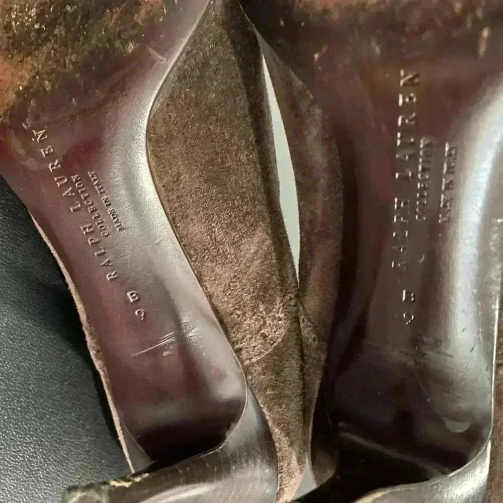 Ralph Lauren Purple Label Brown Suede Ankle Boots Heel Booties Size 9